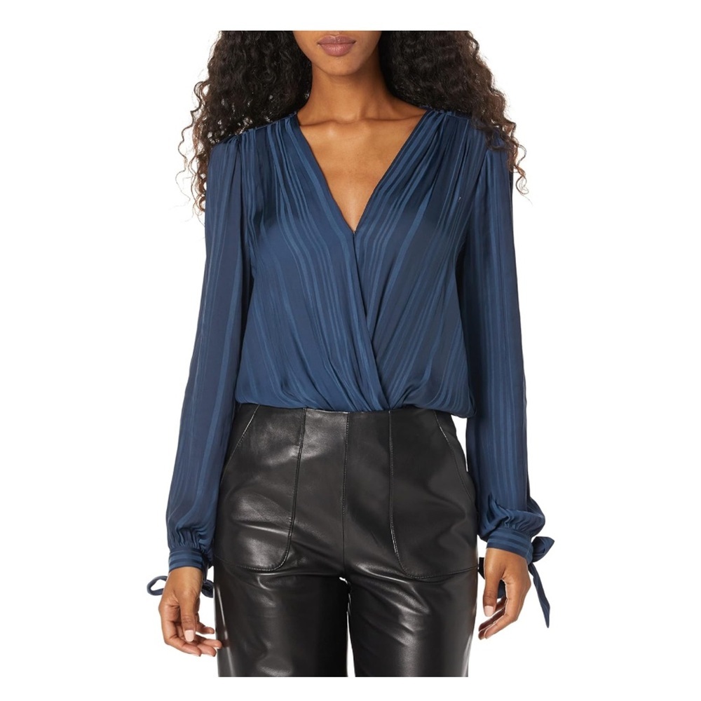 NWT PAIGE Donatella Thong Bodysuit in Dark Ink Blue reg $199 size XXS